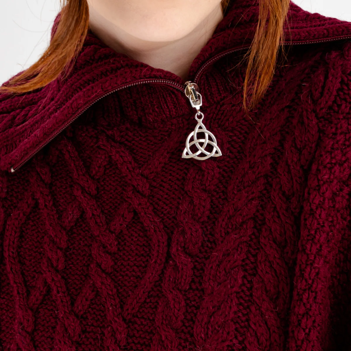 100% Merino Wool Cowl Neck Zipper Poncho – Irish Aran Knit | Pregnancy-Friendly Warmth - Image 15 | CeltHaus