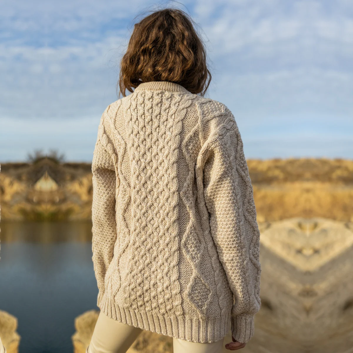 Aran Fisherman Cable Knit Sweater – Classic Wool Crewneck Knit - Image 3 | CeltHaus