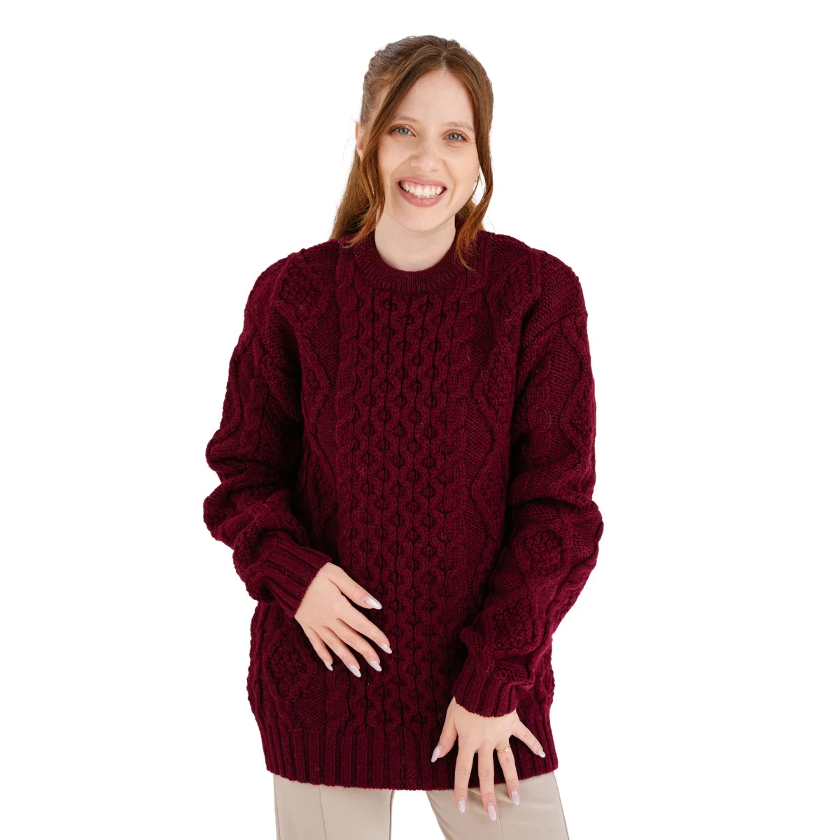 Aran Fisherman Cable Knit Sweater – Classic Wool Crewneck Knit - Image 12 | CeltHaus