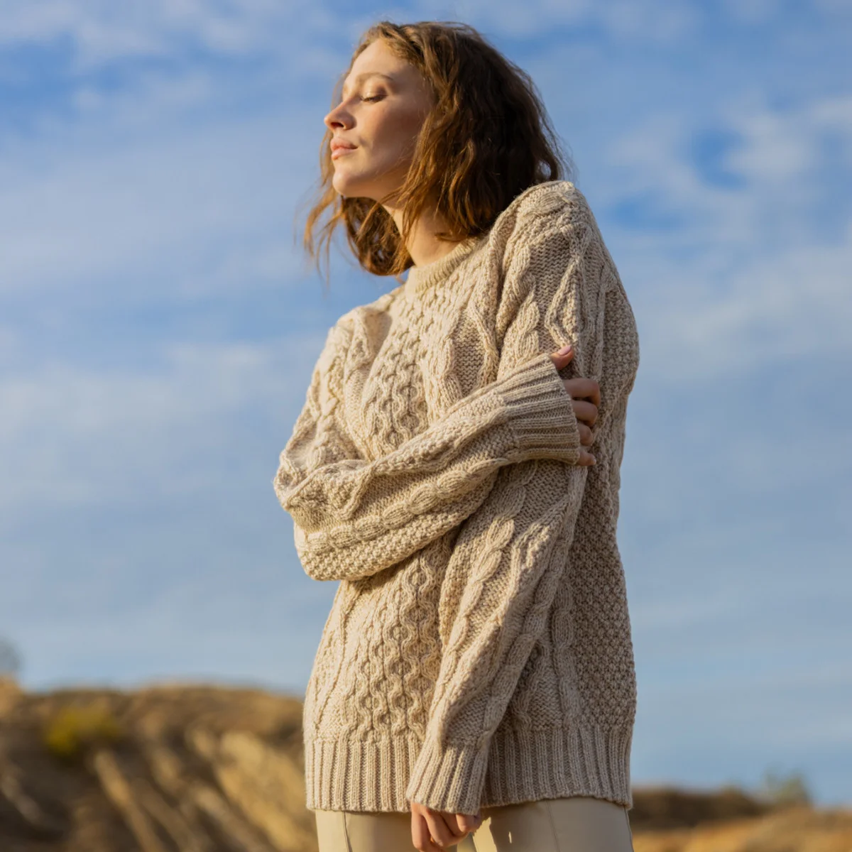 Aran Fisherman Cable Knit Sweater – Classic Wool Crewneck Knit - Image 13 | CeltHaus