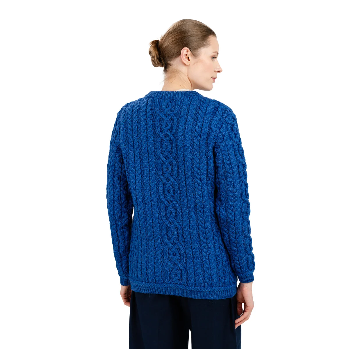 Aran Knit Ladies Cardigan with Leather Buttons – Women’s Cable Wool Sweater Coat - Image 21 | CeltHaus