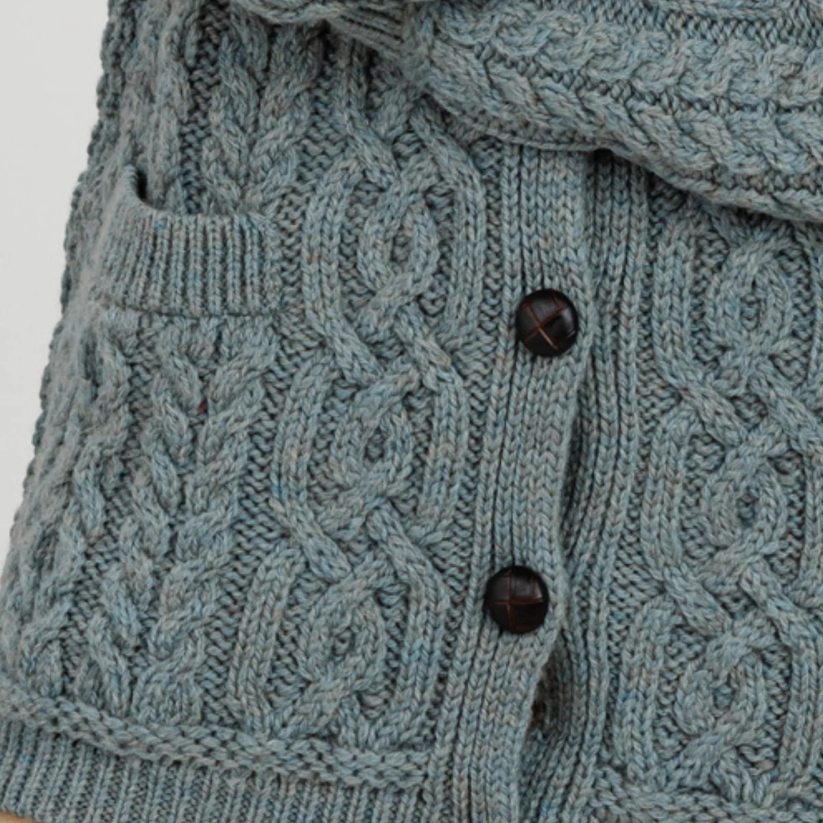 Aran Knit Ladies Cardigan with Leather Buttons – Women’s Cable Wool Sweater Coat - Image 32 | CeltHaus