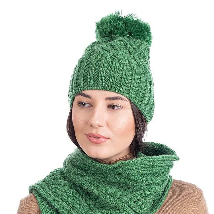 Aran Wool Bobble Hat – Irish Merino Wool Cable Knit Beanie - Image 3 | CeltHaus