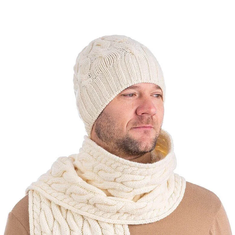 Cable Knit Wool Hat – 100% Warm Wool Beanie for Winter, Irish Knit - Image 8 | CeltHaus