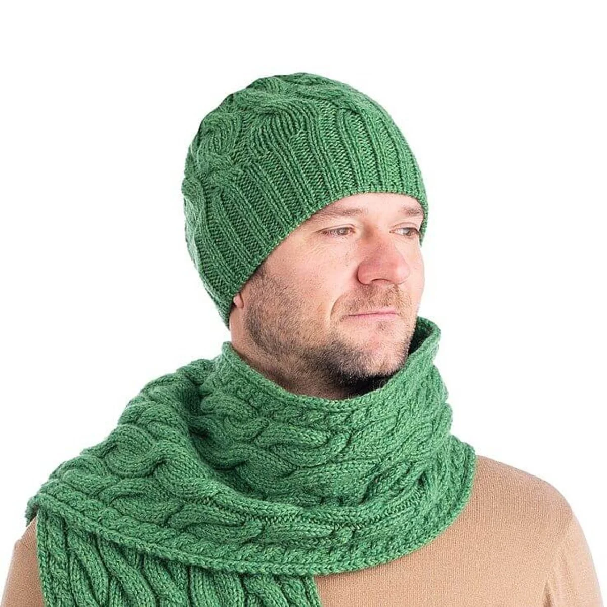 Cable Knit Wool Hat – 100% Warm Wool Beanie for Winter, Irish Knit - Image 10 | CeltHaus
