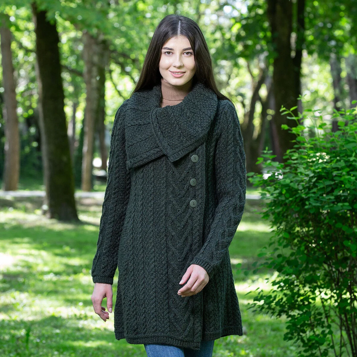 Classic Irish Merino Wool Cable Knit Coat – Made in Ireland - Image 9 | CeltHaus
