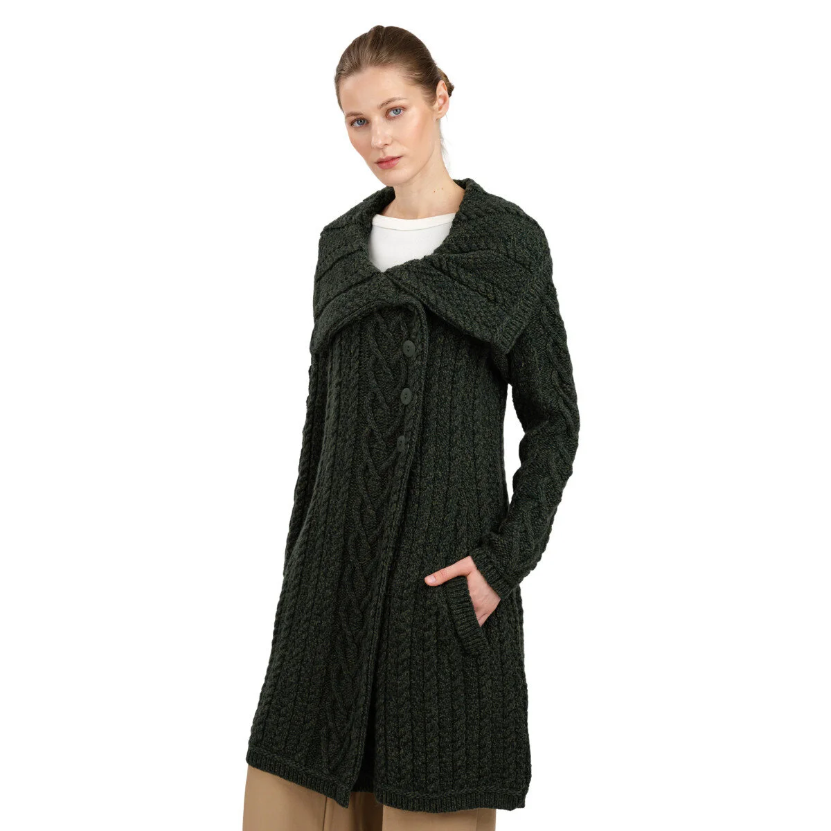 Classic Irish Merino Wool Cable Knit Coat – Made in Ireland - Image 11 | CeltHaus