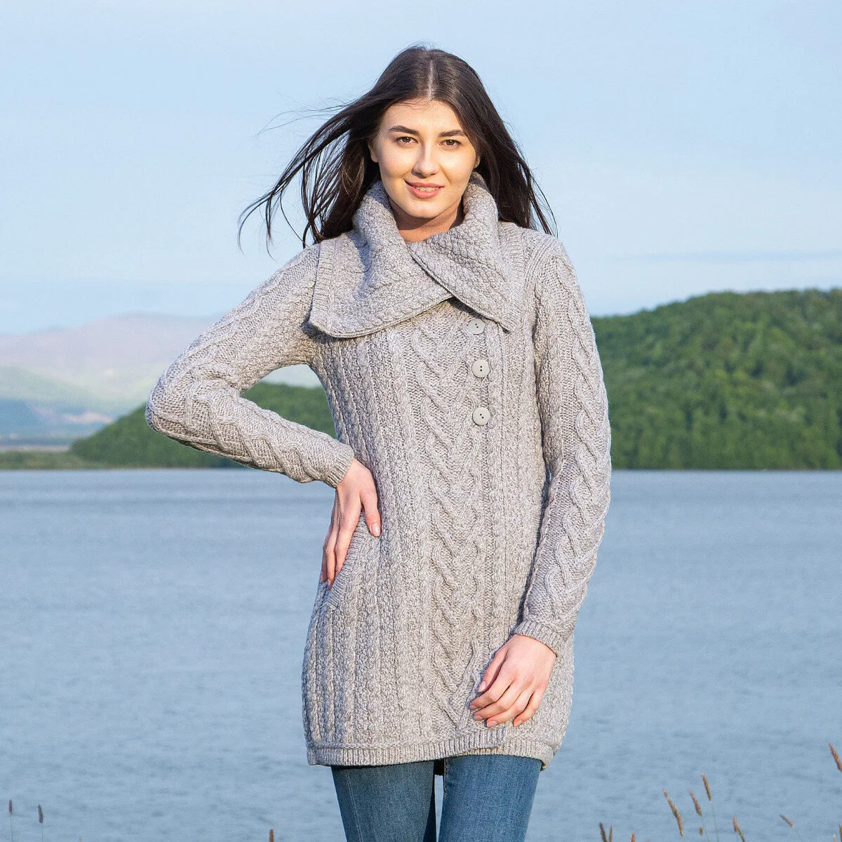 Classic Irish Merino Wool Cable Knit Coat – Made in Ireland - Image 15 | CeltHaus