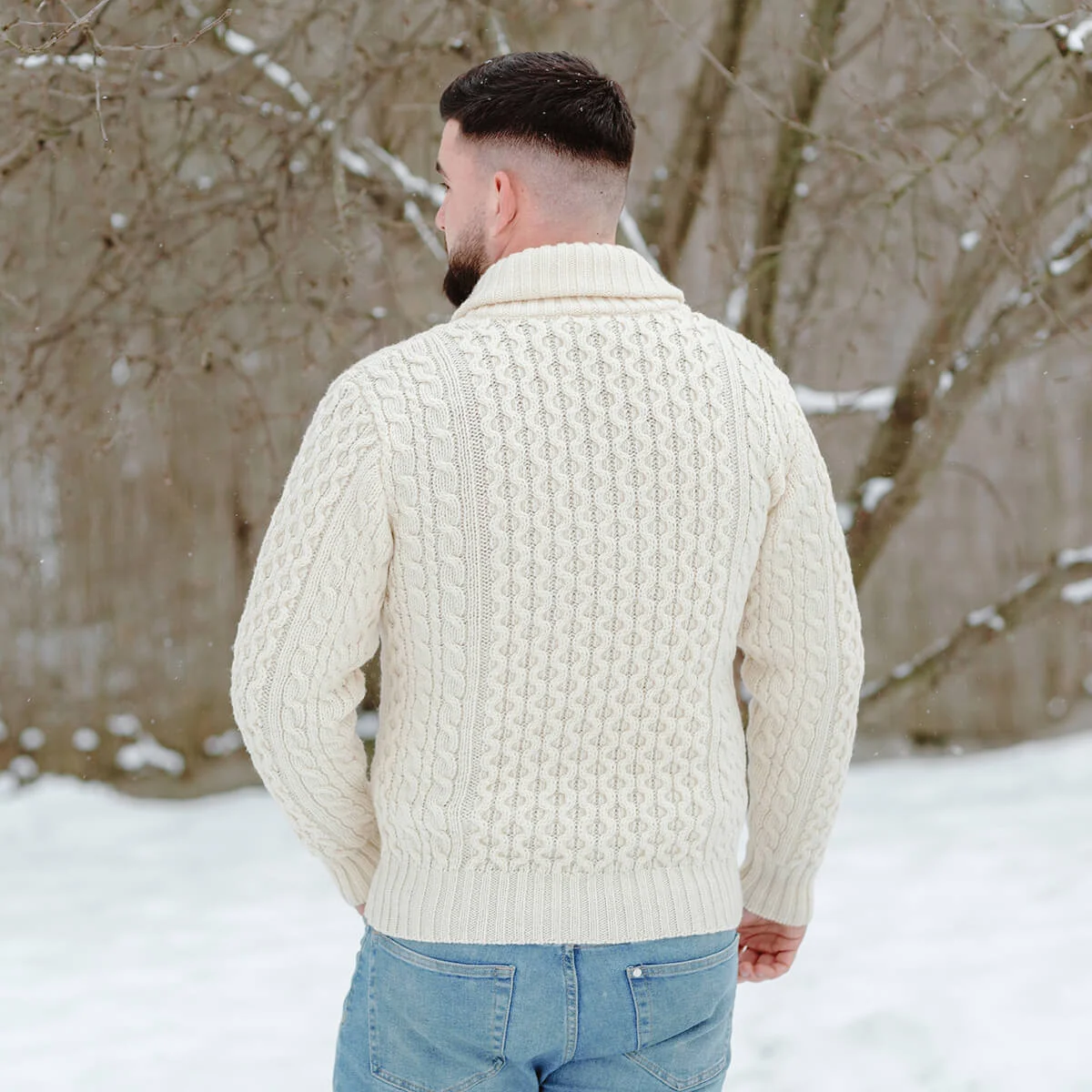 Double Breasted Shawl Cardigan – 100% Merino Wool Knit Sweater for Fall & Winter - Image 5 | CeltHaus
