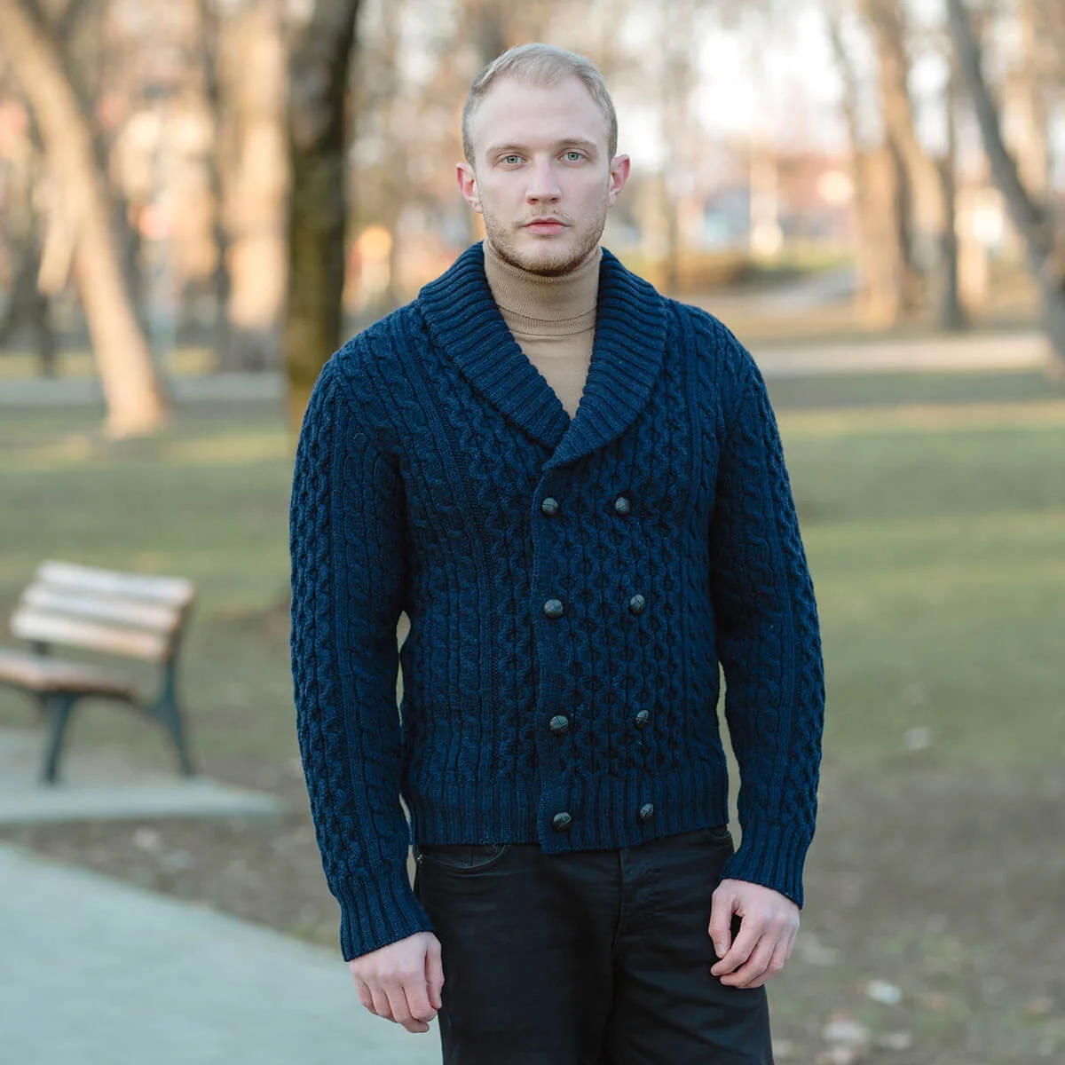 Double Breasted Shawl Cardigan – 100% Merino Wool Knit Sweater for Fall & Winter - Image 16 | CeltHaus