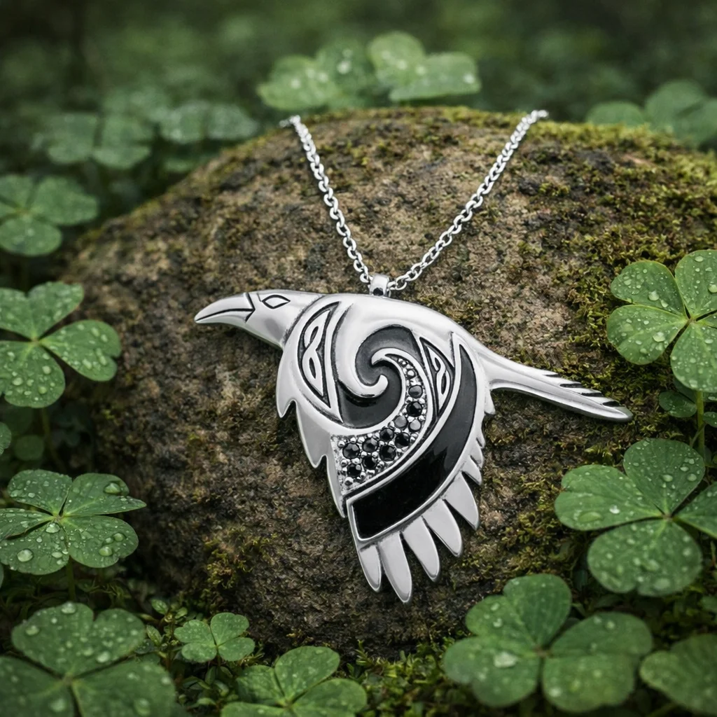 Flying Celtic Raven Sterling Silver Pendant – Mythical Heritage Jewelry - Jewelry | CeltHaus