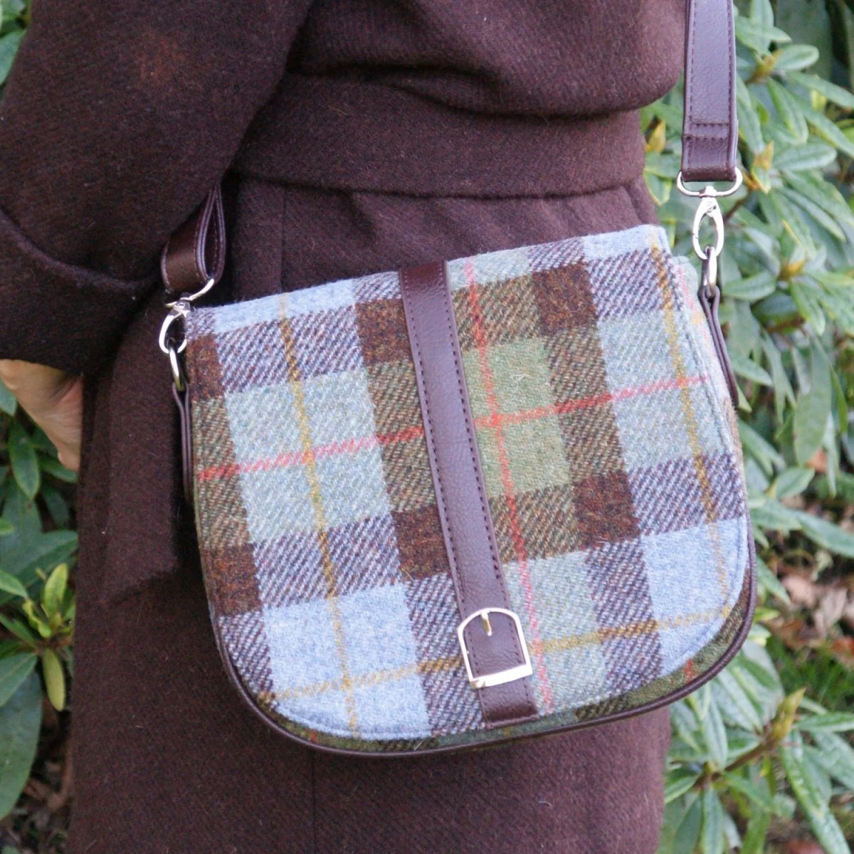 Harris Tweed Scottish Shoulder Bag with Adjustable Strap | Authentic Handwoven Wool Crossbody | CeltHaus