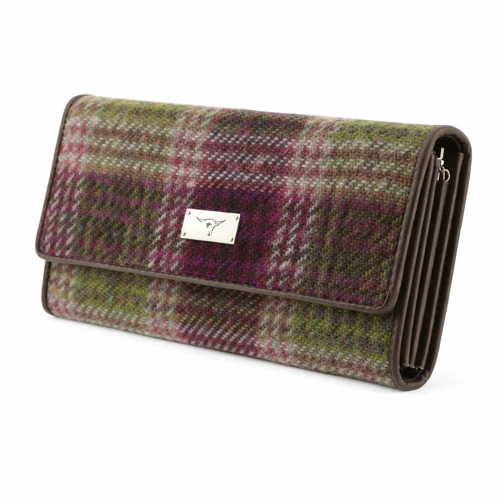 Harris Tweed Tartan Purse with ID Window – Zip Wallet with Card Slots & Coin Pouch - Image 8 | CeltHaus