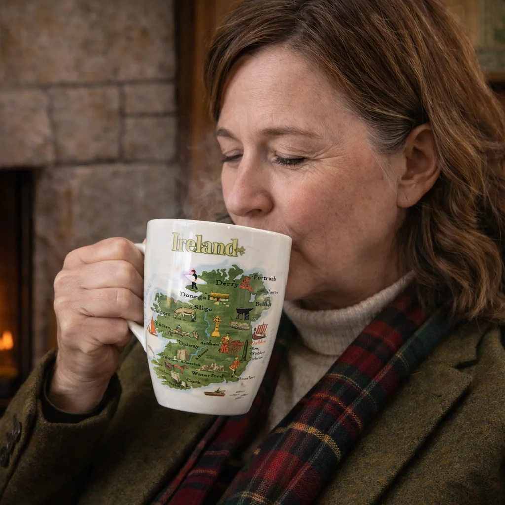Ireland Map Bone China Mug – Heritage Symbols Drinkware - Image 2 | CeltHaus