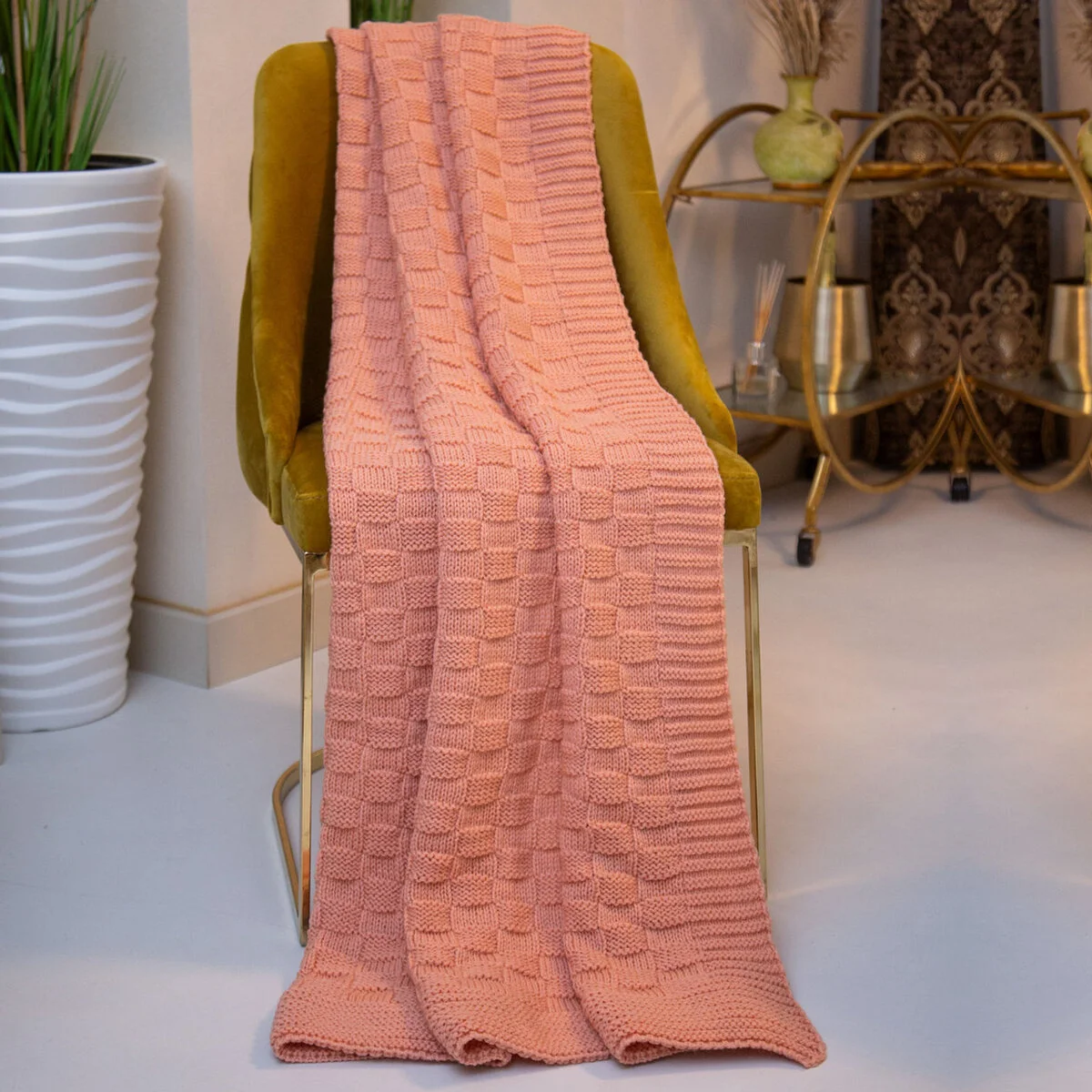 Irish Fisherman Aran Wool Throw Blanket – Basket Stitch Celtic Decor - Image 3 | CeltHaus