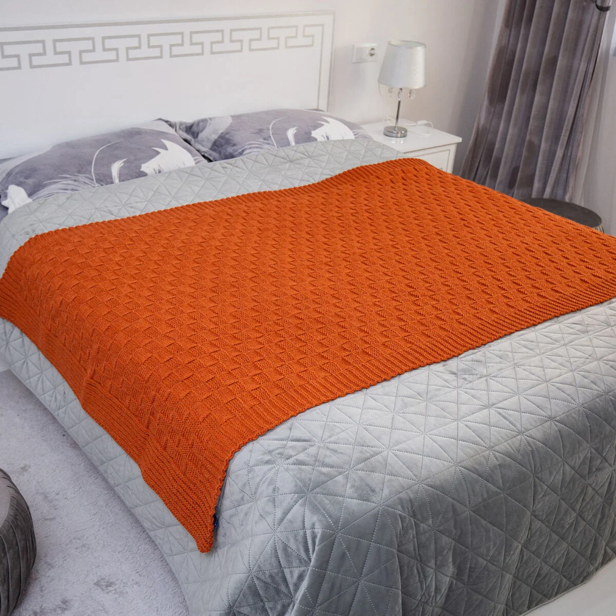 Irish Fisherman Aran Wool Throw Blanket – Basket Stitch Celtic Decor - Image 14 | CeltHaus