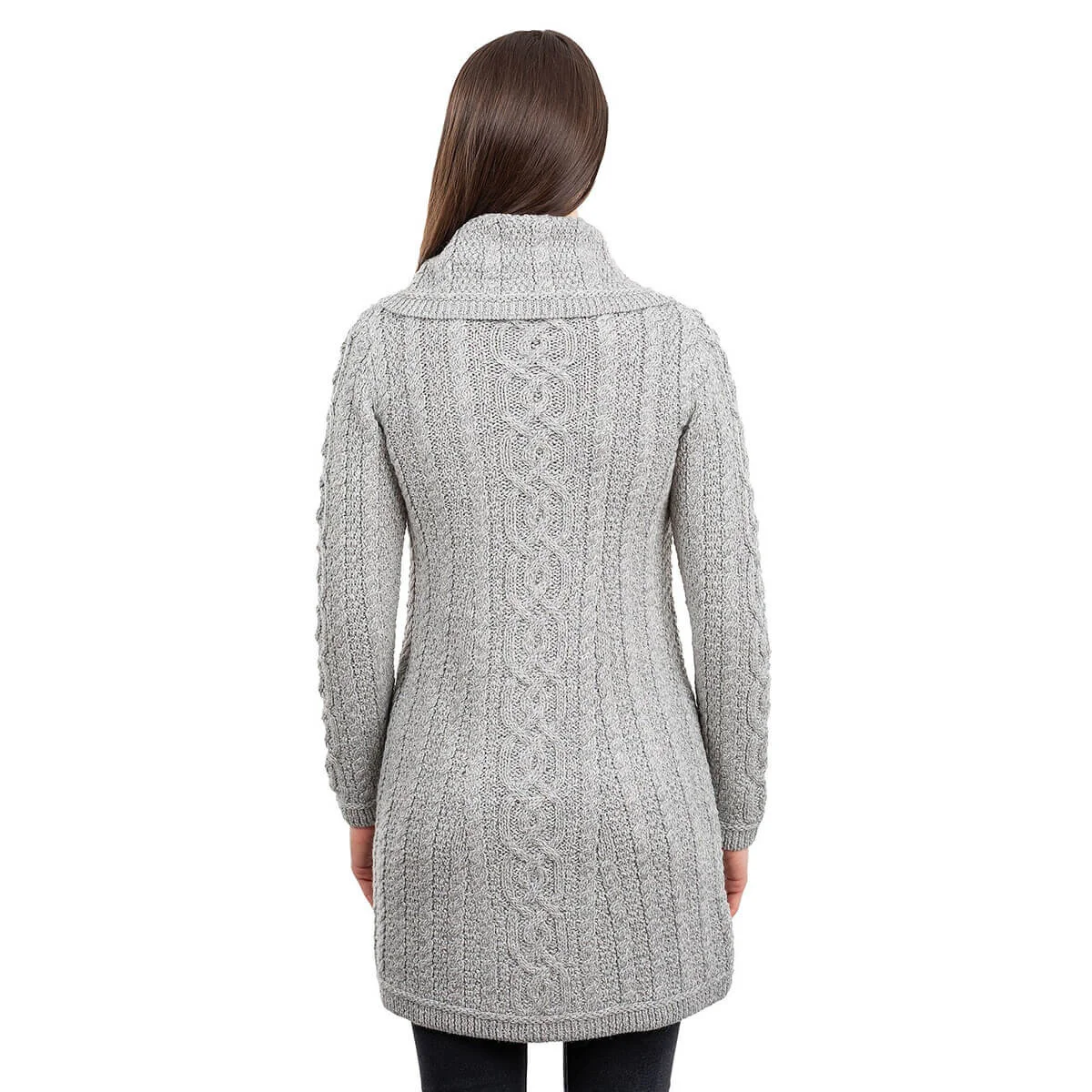 Irish Ladies 4 Button Collar Merino Wool Cable Knit Coat – Made in Ireland - Image 10 | CeltHaus