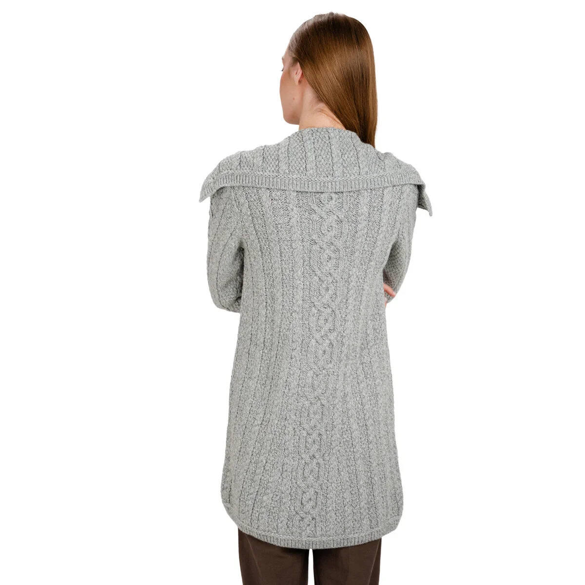 Irish Ladies 4 Button Collar Merino Wool Cable Knit Coat – Made in Ireland - Image 14 | CeltHaus