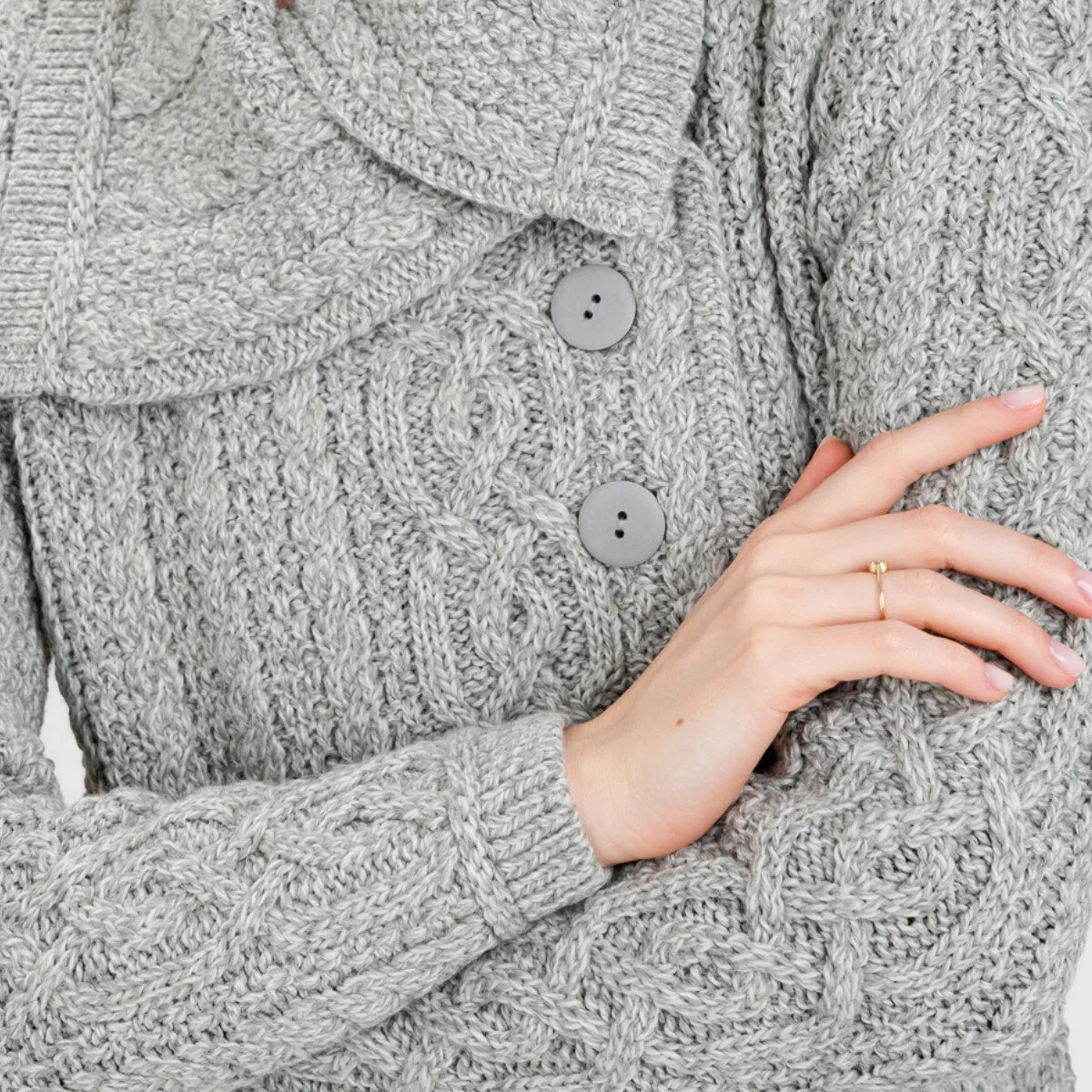 Irish Ladies 4 Button Collar Merino Wool Cable Knit Coat – Made in Ireland - Image 15 | CeltHaus