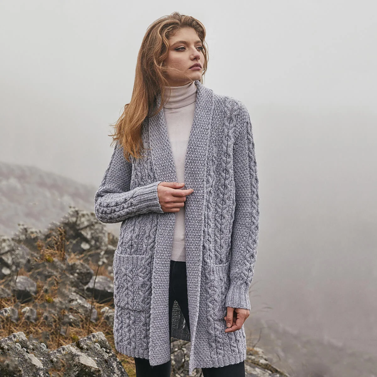 Ladies Open-Face Cardigan – 100% Merino Wool Irish Knit Sweater - Knitwear | CeltHaus
