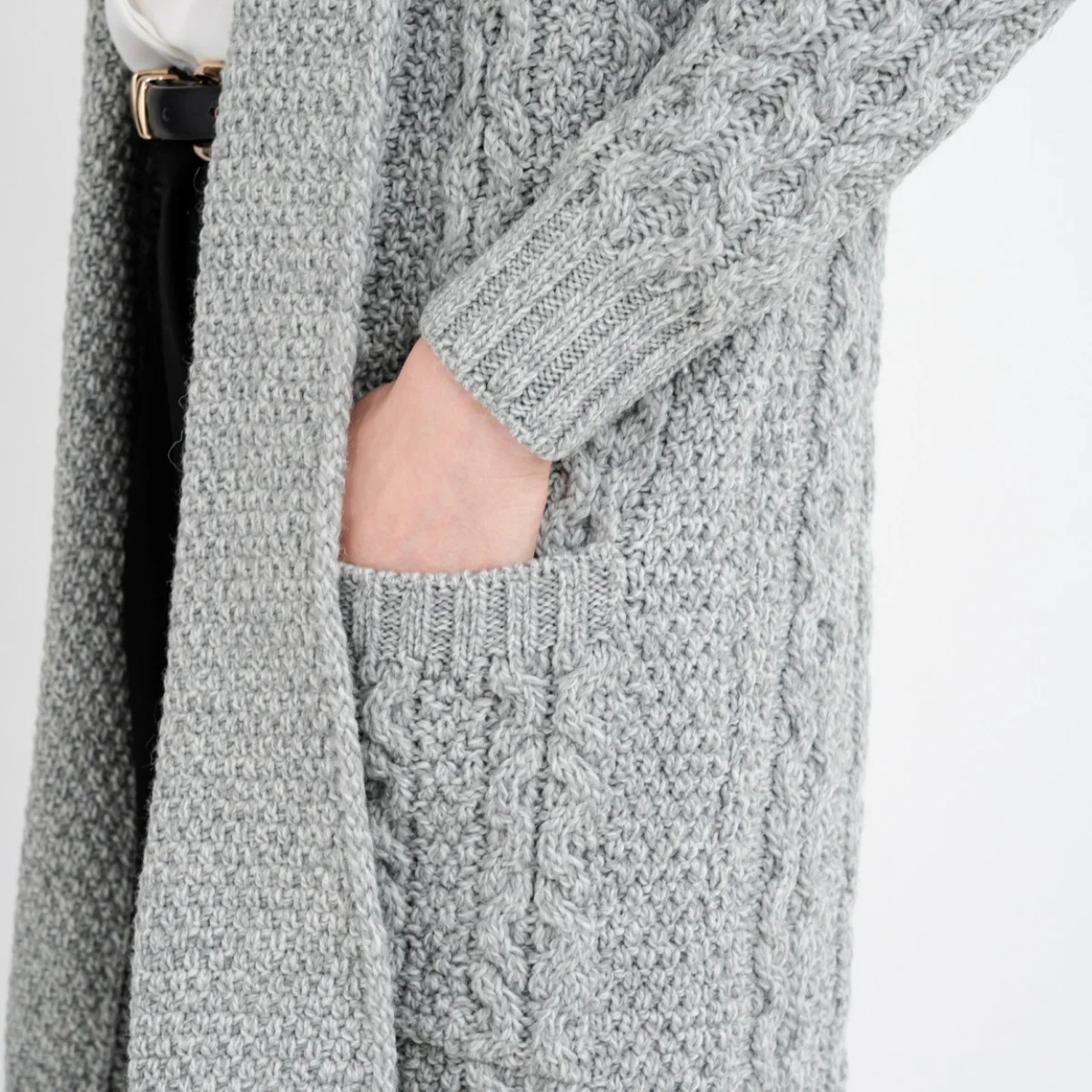 Ladies Open-Face Cardigan – 100% Merino Wool Irish Knit Sweater - Image 9 | CeltHaus