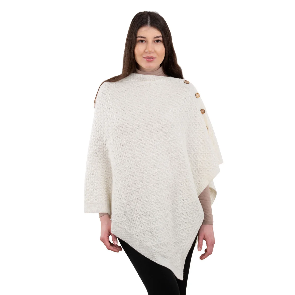 Luxurious Knit Lambswool Poncho – Classic Wool Blend Shawl Wrap - Image 2 | CeltHaus