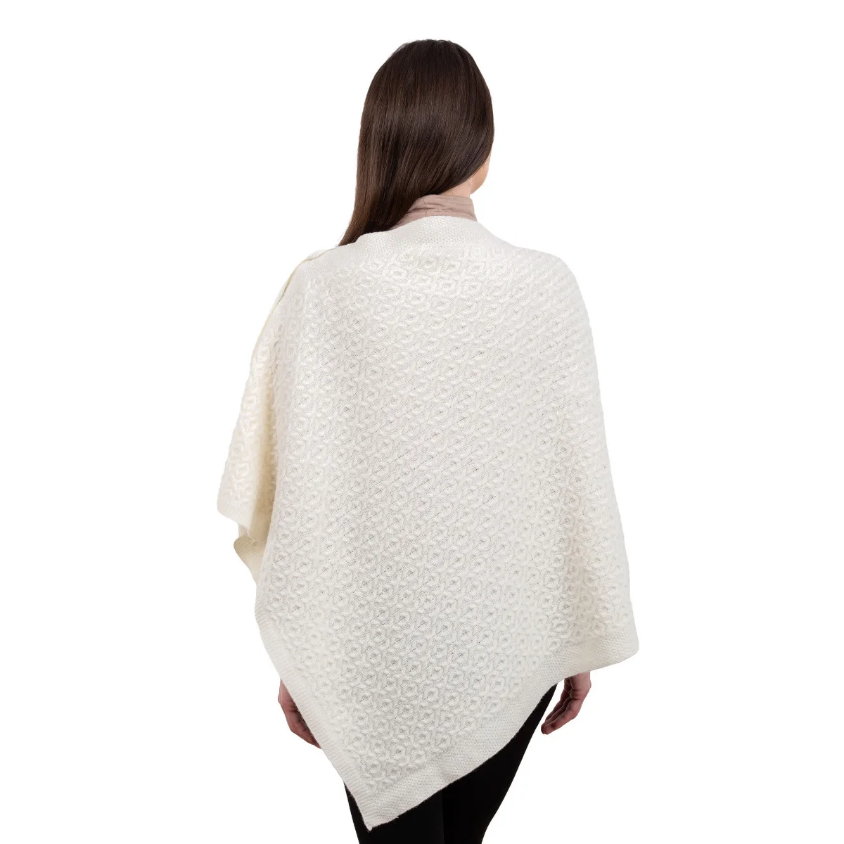 Luxurious Knit Lambswool Poncho – Classic Wool Blend Shawl Wrap - Image 3 | CeltHaus