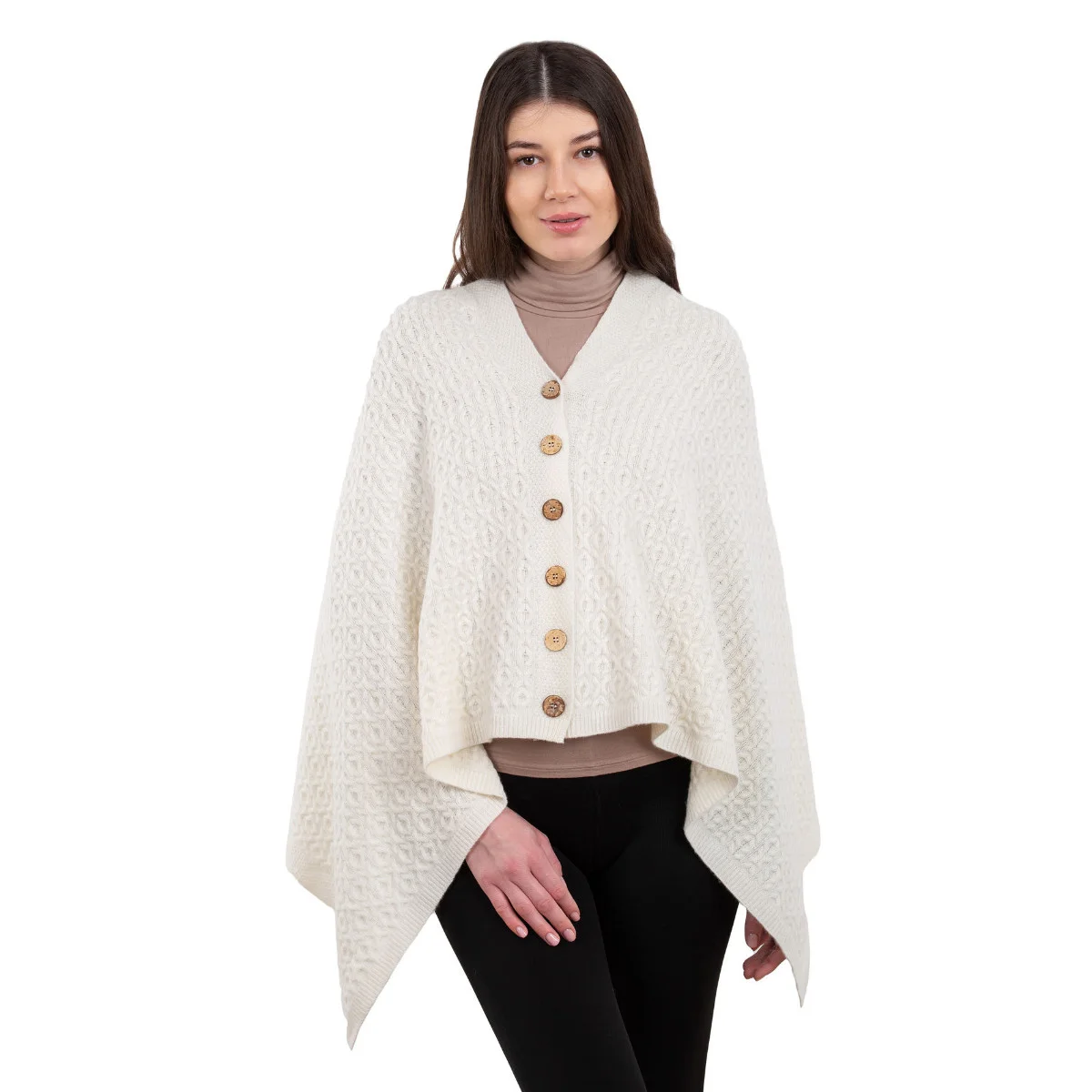 Luxurious Knit Lambswool Poncho – Classic Wool Blend Shawl Wrap - Image 4 | CeltHaus