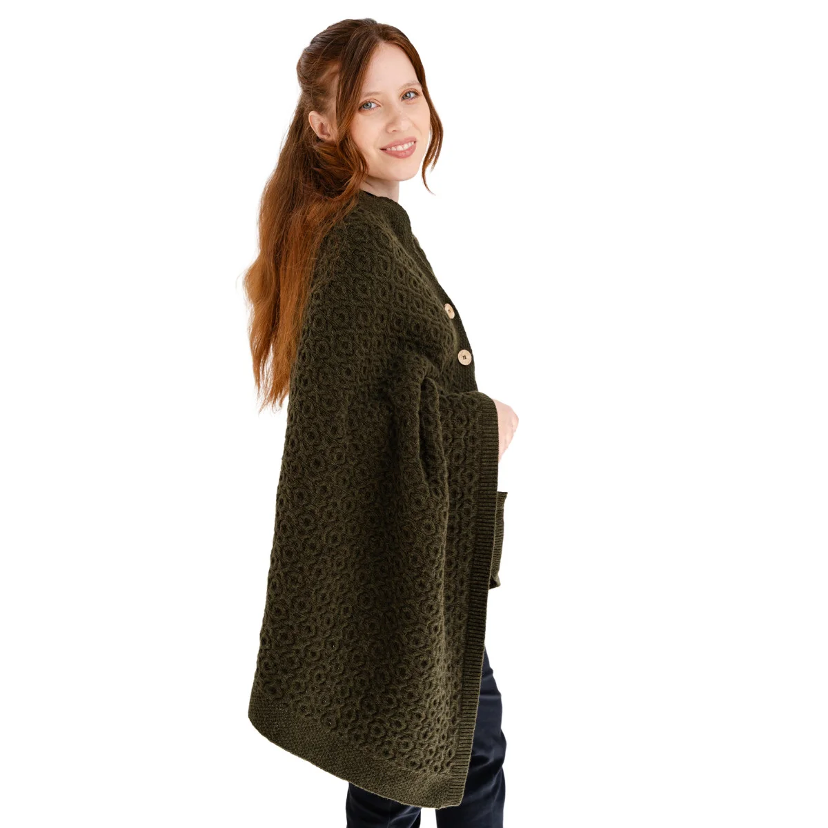 Luxurious Knit Lambswool Poncho – Classic Wool Blend Shawl Wrap - Image 7 | CeltHaus
