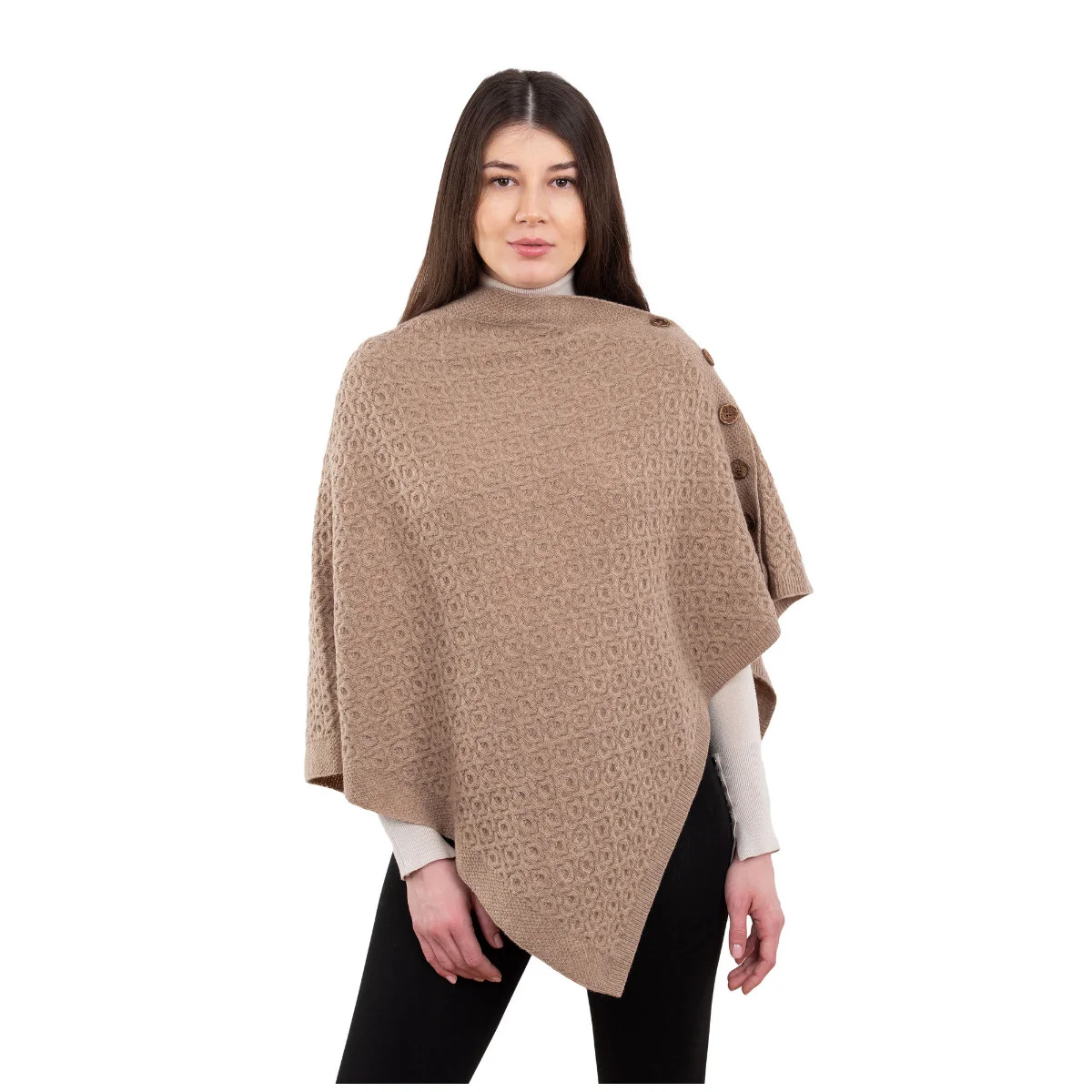 Luxurious Knit Lambswool Poncho – Classic Wool Blend Shawl Wrap - Image 14 | CeltHaus