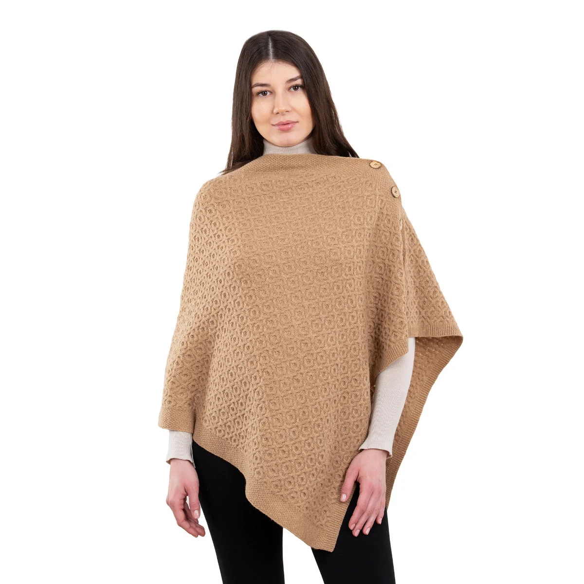 Luxurious Knit Lambswool Poncho – Classic Wool Blend Shawl Wrap - Image 17 | CeltHaus