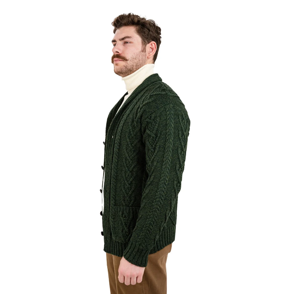 Men’s Aran Cable Shawl Collar Cardigan – 100% Merino Wool Irish Knit - Image 18 | CeltHaus