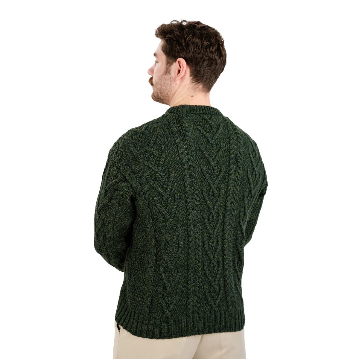 Men’s Merino Wool Aran Sweater – Classic Irish Cable Knit Crew Neck Jumper - Image 16 | CeltHaus