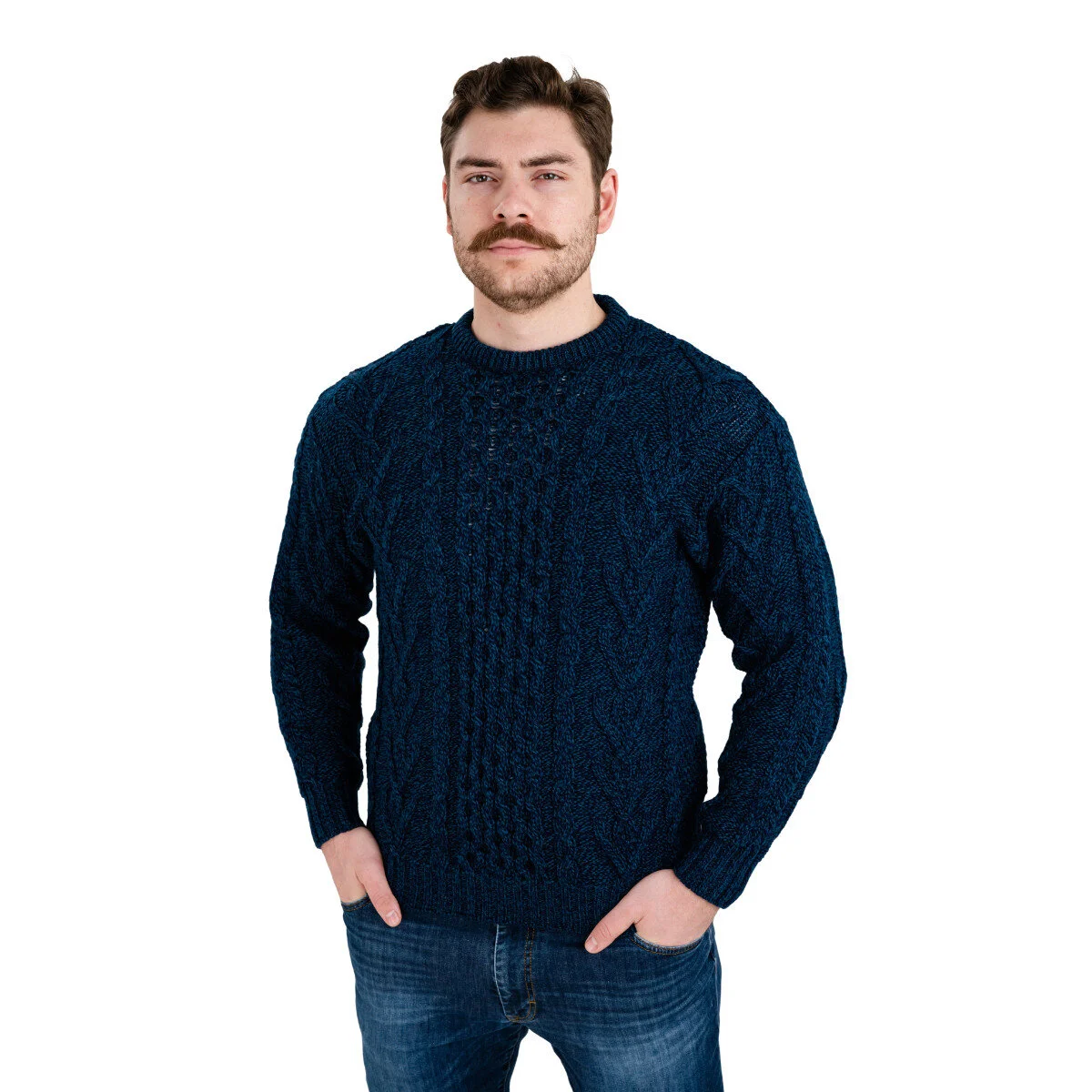 Men’s Merino Wool Aran Sweater – Classic Irish Cable Knit Crew Neck Jumper - Image 17 | CeltHaus