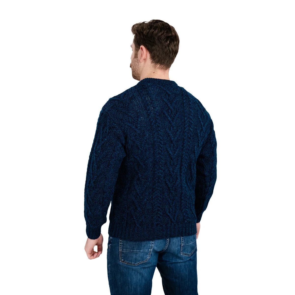 Men’s Merino Wool Aran Sweater – Classic Irish Cable Knit Crew Neck Jumper - Image 21 | CeltHaus