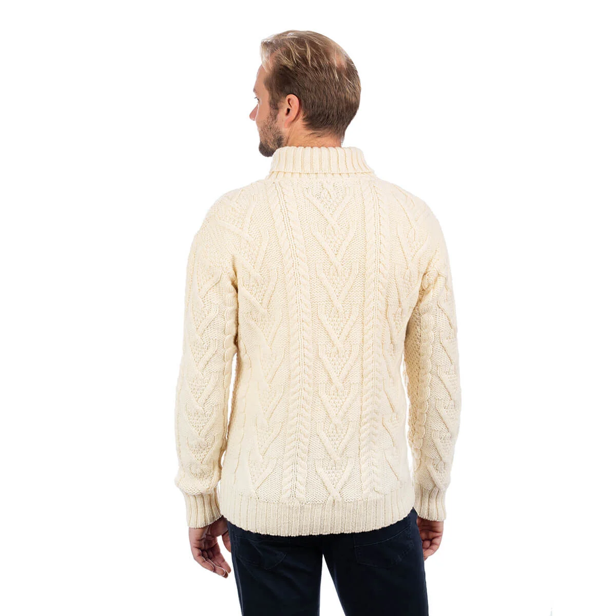 Men’s Merino Wool Shawl Collar Sweater – Single Button Irish Knit - Image 9 | CeltHaus