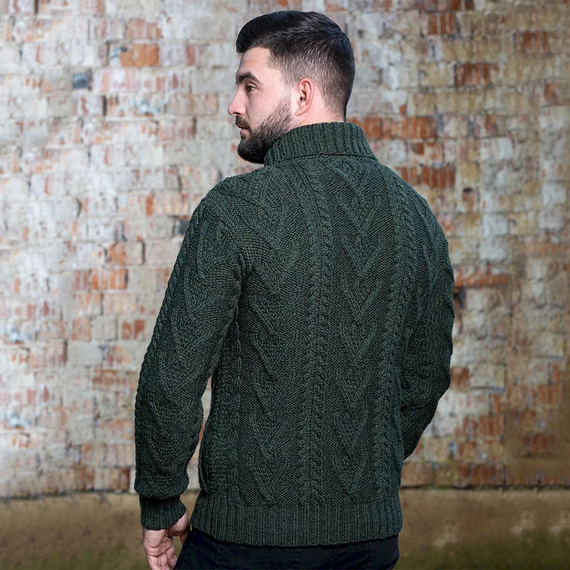 Men’s Merino Wool Shawl Collar Sweater – Single Button Irish Knit - Image 16 | CeltHaus