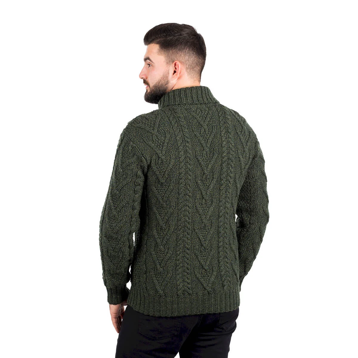 Men’s Merino Wool Shawl Collar Sweater – Single Button Irish Knit - Image 18 | CeltHaus