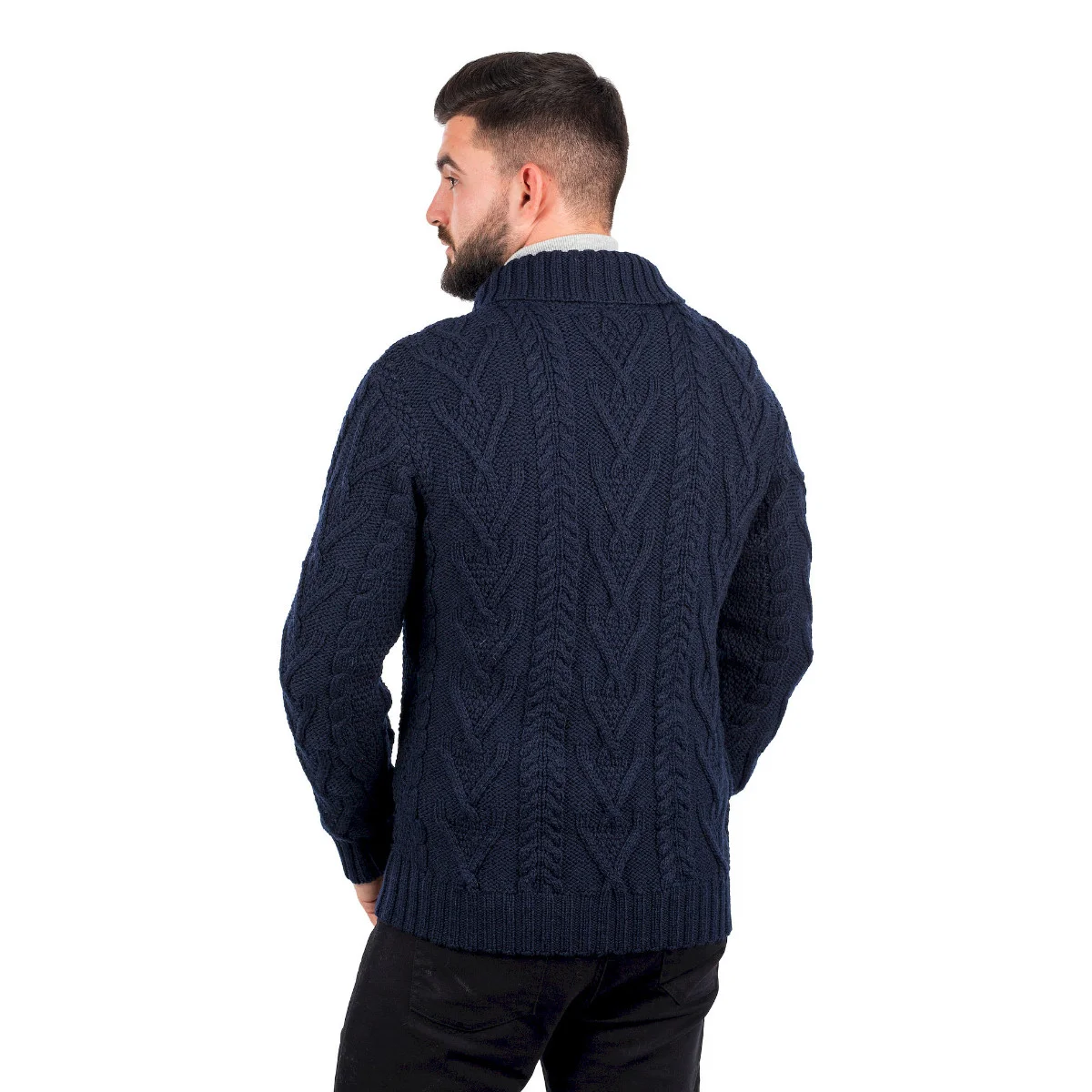 Men’s Merino Wool Shawl Collar Sweater – Single Button Irish Knit - Image 26 | CeltHaus