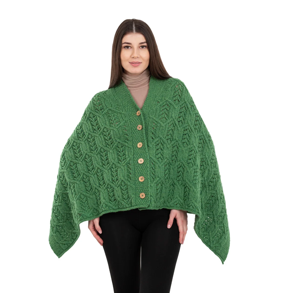 Merino Wool Ladies’ Poncho with Buttons – 100% Irish Merino Knit - Image 38 | CeltHaus