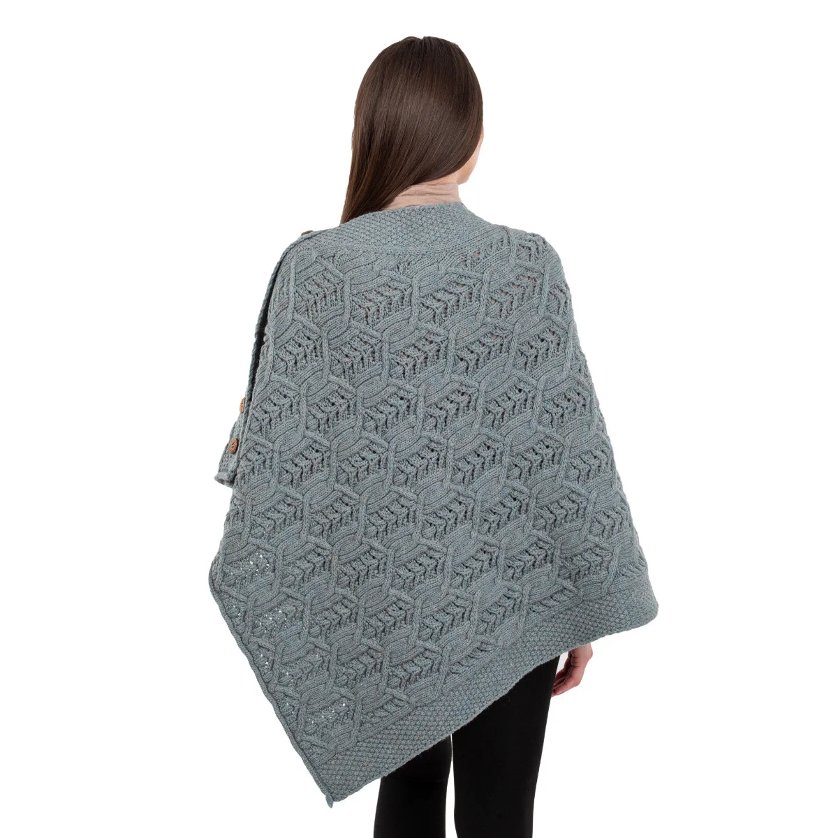 Merino Wool Ladies’ Poncho with Buttons – 100% Irish Merino Knit - Image 21 | CeltHaus