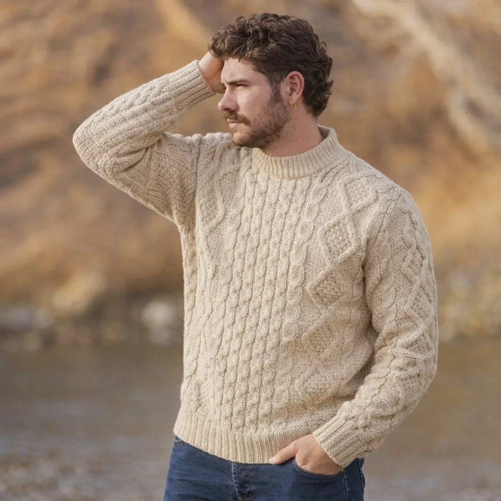 SAOL Fisherman Cable Sweater – 100% Pure Virgin Wool Irish Knit - Image 3 | CeltHaus