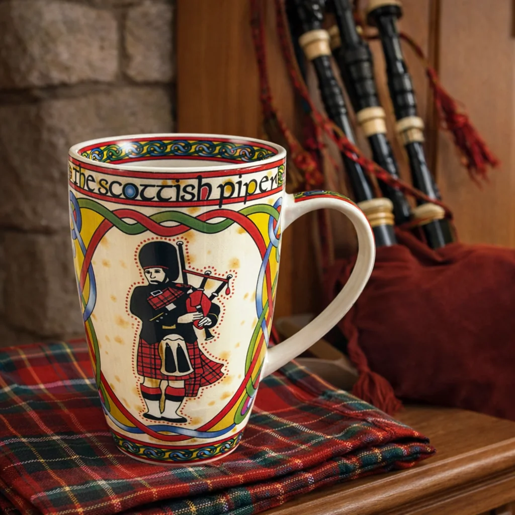 Scottish Piper Bone China Mug – Traditional Heritage Design - Ceramics | CeltHaus