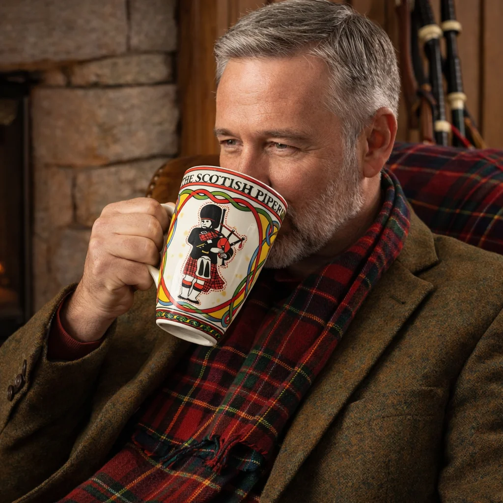 Scottish Piper Bone China Mug – Traditional Heritage Design - Image 3 | CeltHaus