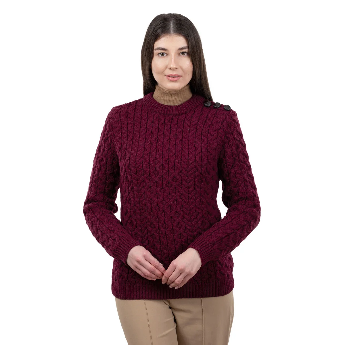 Side Button Knit Sweater – Classic Irish Wool Pullover with Button Detail - Image 14 | CeltHaus