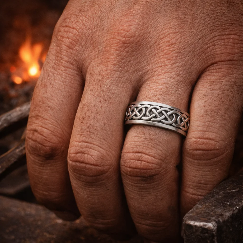Sterling Silver Engraved Celtic Knot Band Ring | Irish Heritage Jewelry - Image 2 | CeltHaus