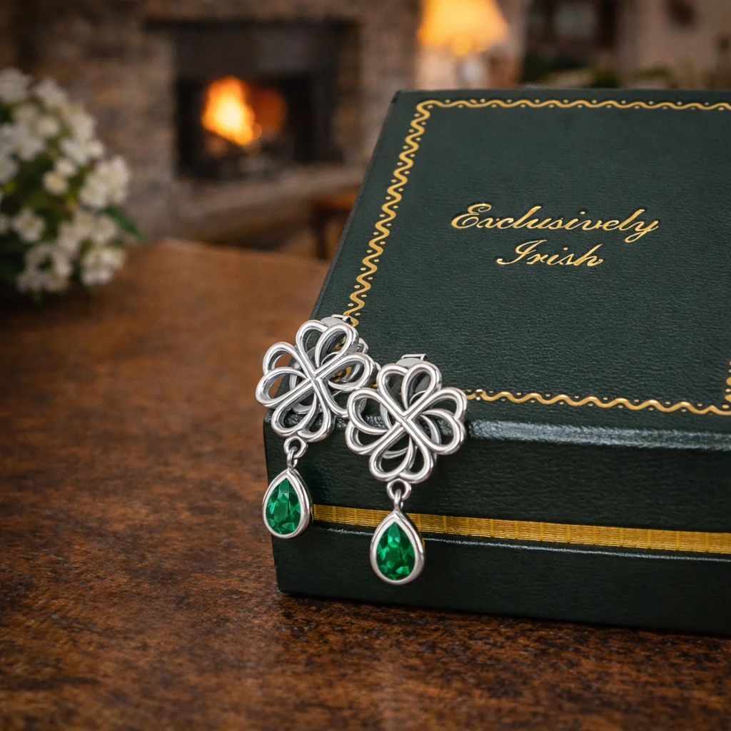 Sterling Silver Four-Leaf Clover Post Earrings | Lucky Irish Jewelry | CeltHaus
