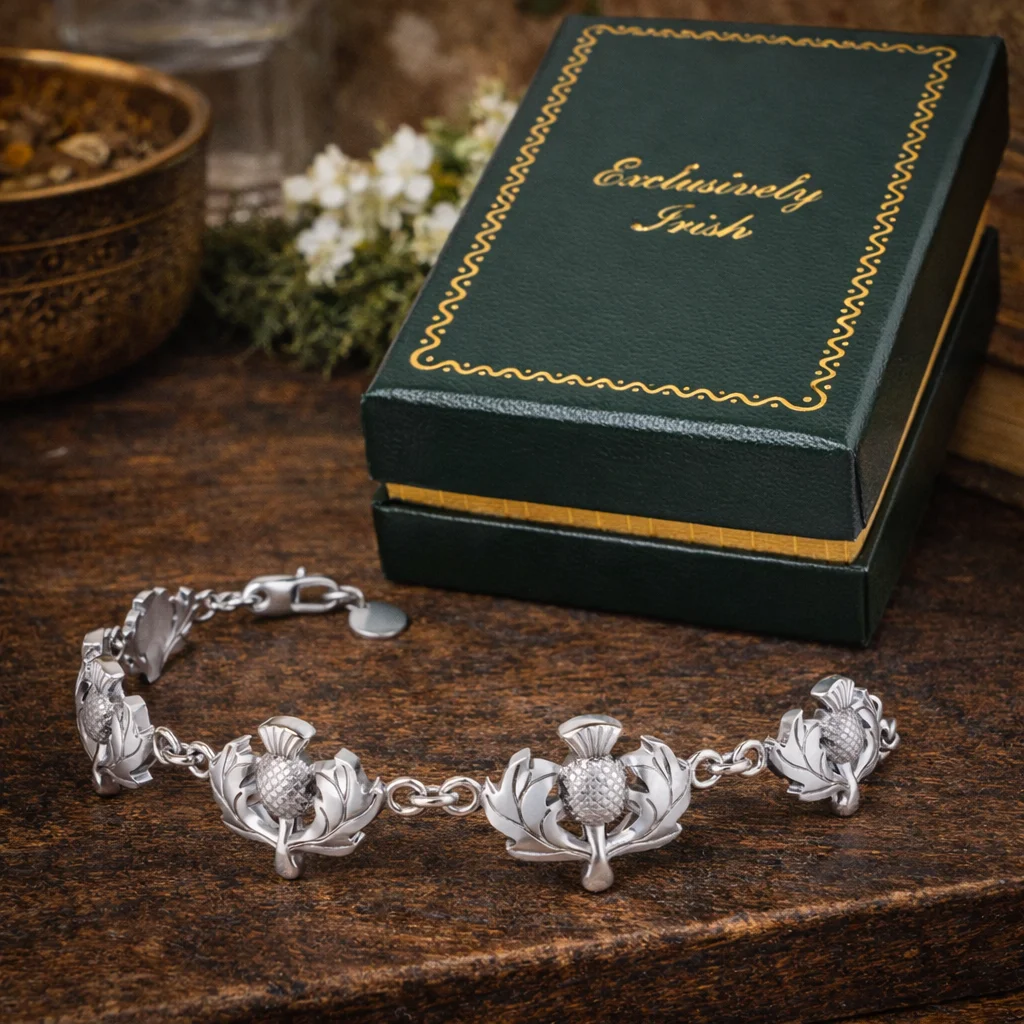 Sterling Silver Scottish Thistle Bracelet – Determination & Strength Jewelry | CeltHaus