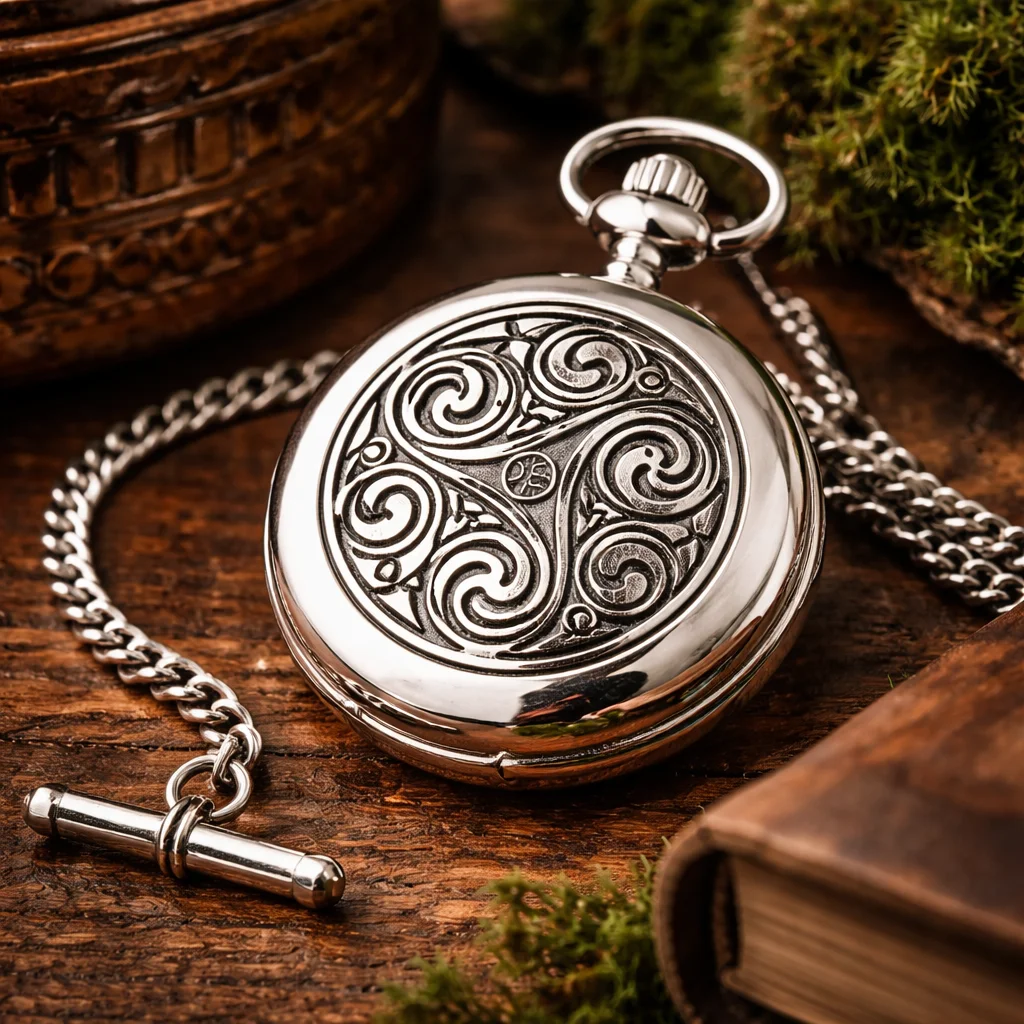 Triple Swirl Celtic Pocket Watch – Irish Celtic Pocket Watch | CeltHaus
