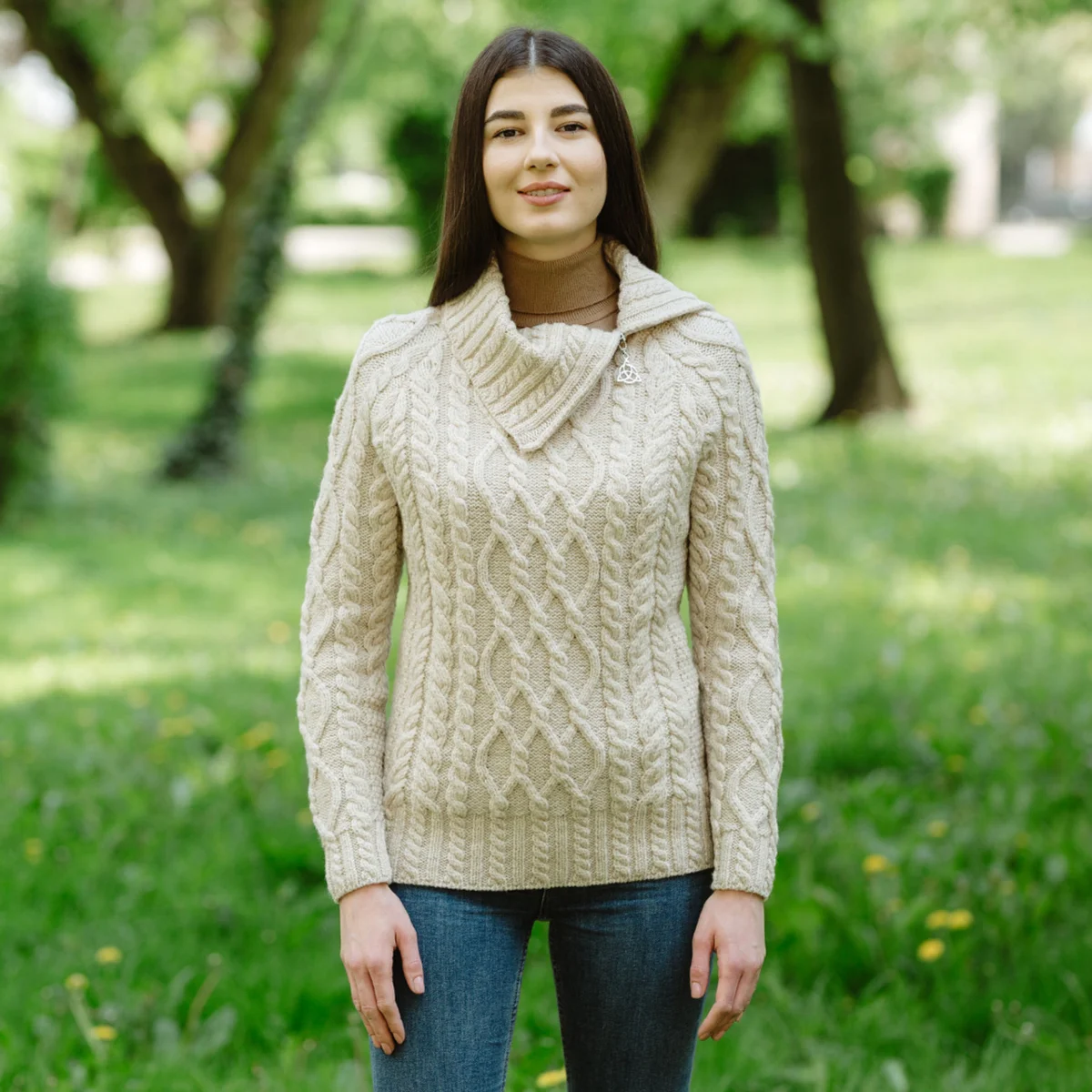 Women’s Merino Wool Zip-Neck Sweater – Classic Warm Wool Knit Pullover - Image 5 | CeltHaus